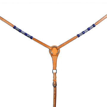 BAR H EQUINE Genuine Blue Rawhide Horse Western Leather Breast Collar Tan